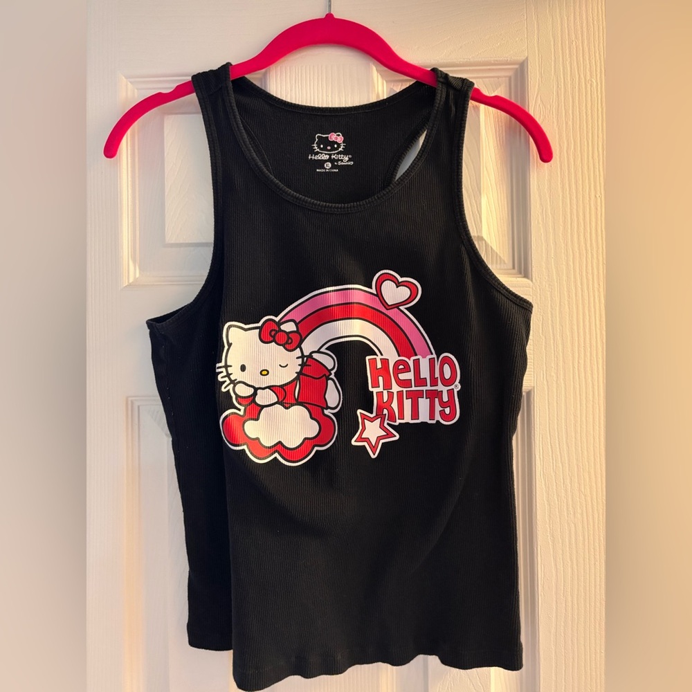 Hello Kitty Black Ribbed Tank Top